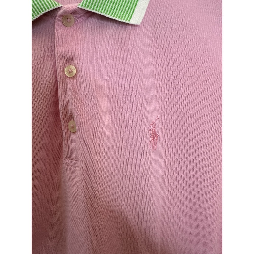 Polo Golf Ralph Lauren Tailored Fit Polo Shirt Pink Green Preppy Size Medium - Picture 3 of 8